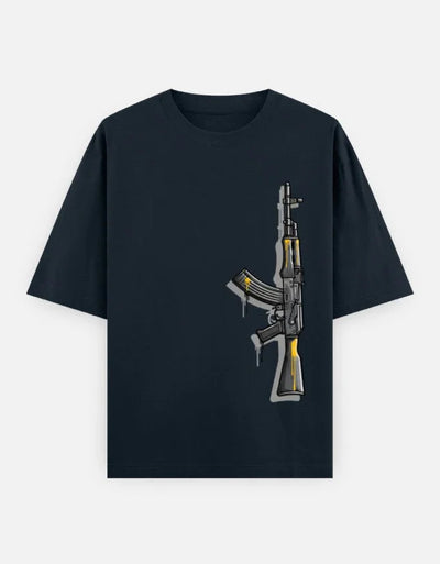 AK47 Gun - Unisex Oversized Classic T-Shirt in navy blue - front view #color_navy-blue