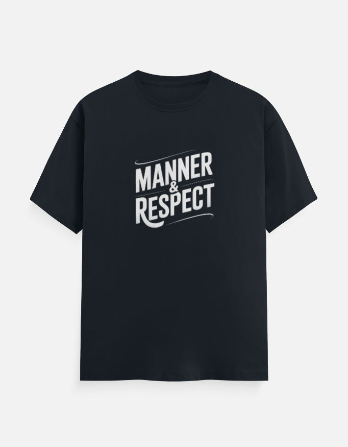 Manner And Respect Graphic - Unisex Classic Crew T-Shirt in navy blue - front view #color_navy-blue