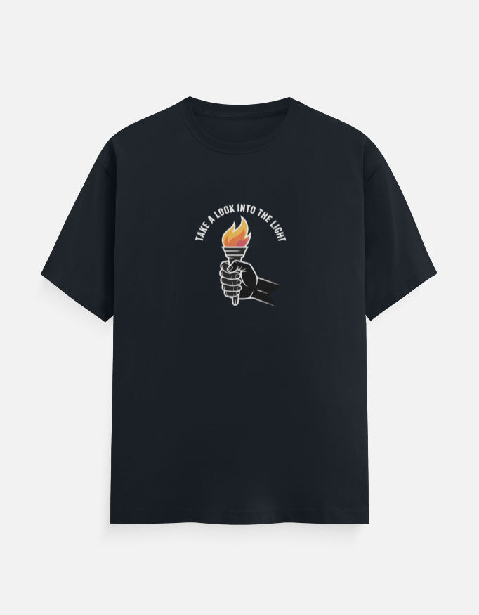 Fire And Ghost Graphic - Unisex Classic Crew T-Shirt in navy blue - front view #color_navy-blue