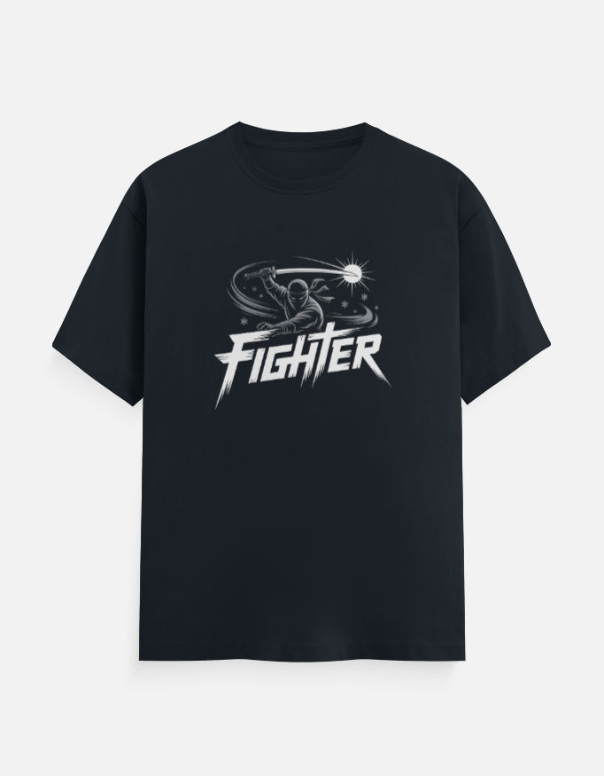 Ninja Fighter And Sword Graphic - Unisex Classic Crew T-Shirt in navy blue - front view #color_navy-blue