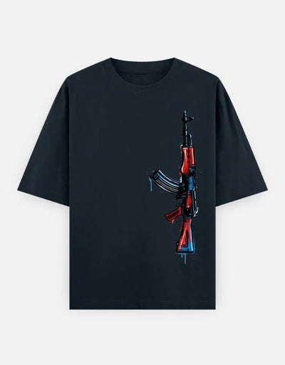 AK47 Gun - Unisex Oversized Classic T-Shirt in navy blue - front view #color_navy-blue