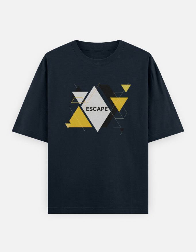 Escape Design - Unisex Oversized Classic T-Shirt in navy blue - front view #color_navy-blue