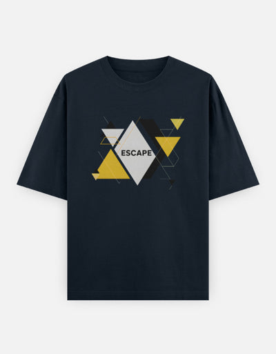 Escape Design - Unisex Oversized Classic T-Shirt in navy blue - front view #color_navy-blue