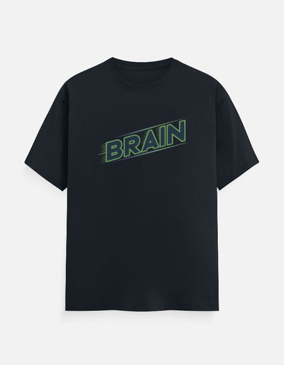 Brain Text Minimal Graphic - Unisex Classic Crew T-Shirt in navy blue - front view #color_navy-blue