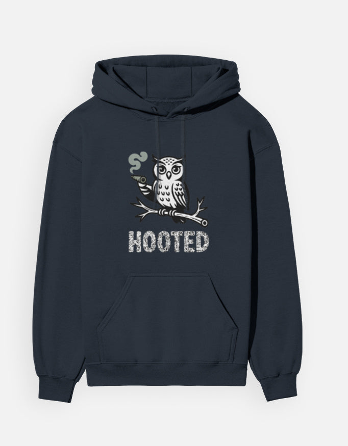 Owls Hooted Graphic - Unisex Hoodie in navy blue - front view #color_navy-blue