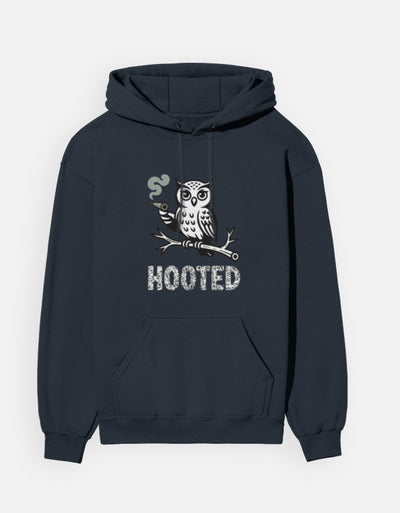 Owls Hooted Graphic - Unisex Hoodie in navy blue - front view #color_navy-blue
