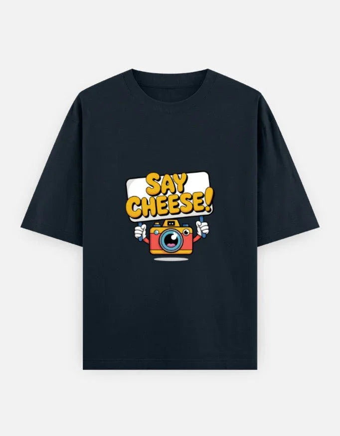 camera graphic - Unisex Oversized Classic T-Shirt in navy blue - front view #color_navy-blue