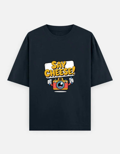 camera graphic - Unisex Oversized Classic T-Shirt in navy blue - front view #color_navy-blue