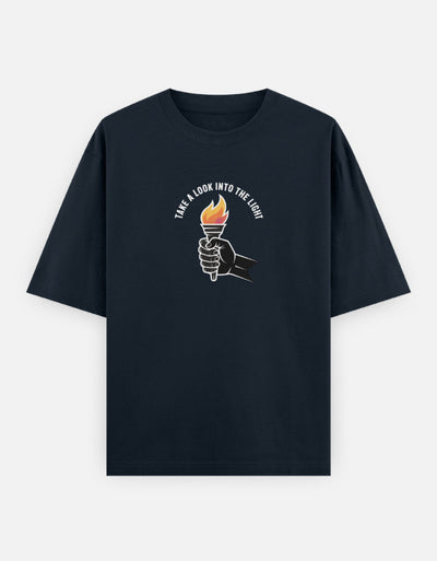 Dragon Fire Graphic - Unisex Oversized Classic T-Shirt in navy blue - front view #color_navy-blue