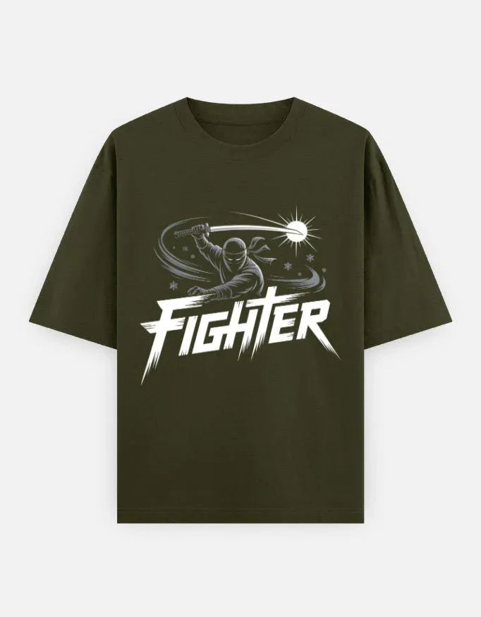 Ninja Fighter Cobra - Unisex Oversized Classic T-Shirt in olive green - front view #color_olive-green