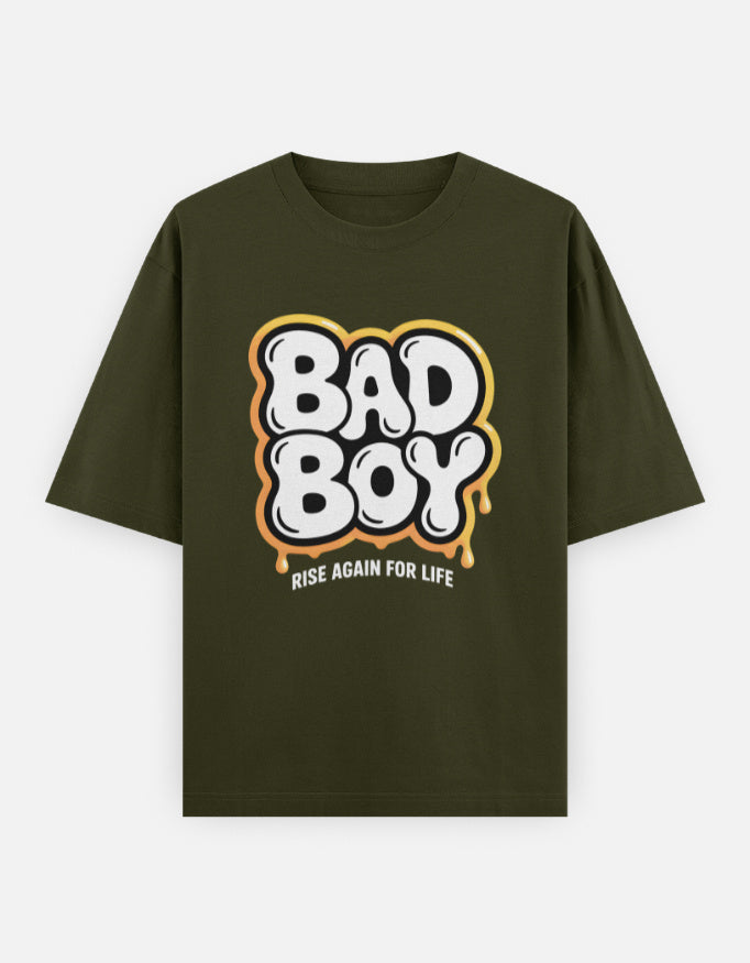 Bad boy graphic - Unisex Oversized Classic T-Shirt in olive green - front view #color_olive-green