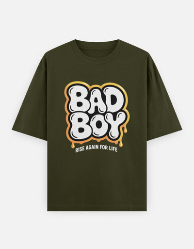 Bad boy graphic - Unisex Oversized Classic T-Shirt in olive green - front view #color_olive-green