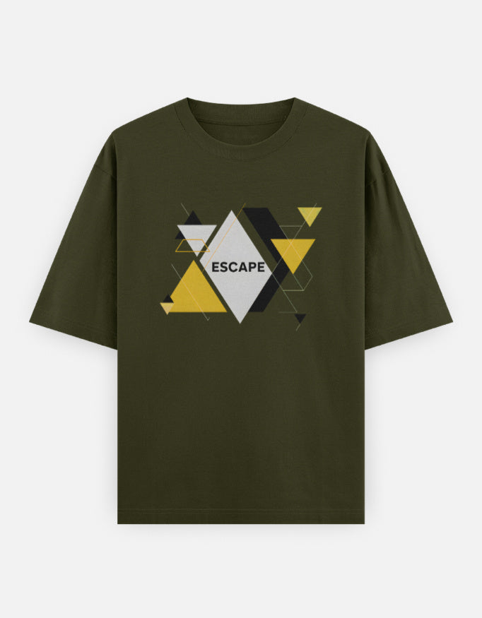 Escape Design - Unisex Oversized Classic T-Shirt in olive green - front view #color_olive-green