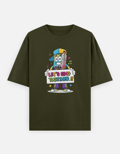 Disco Dance Graphic - Unisex Oversized Classic T-Shirt in olive green - front view #color_olive-green