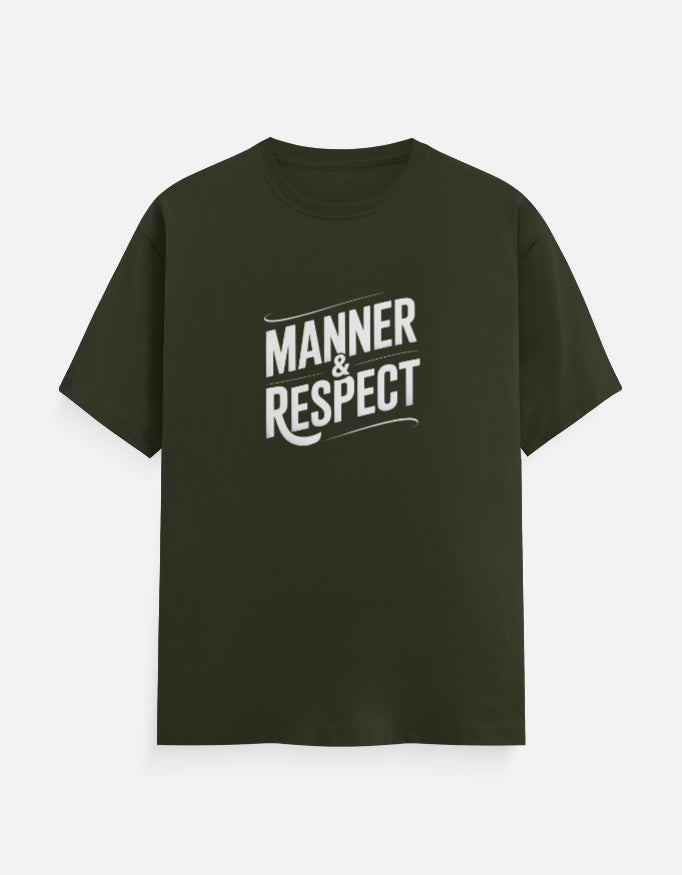 Manner And Respect Graphic - Unisex Classic Crew T-Shirt in olive green - front view #color_olive-green