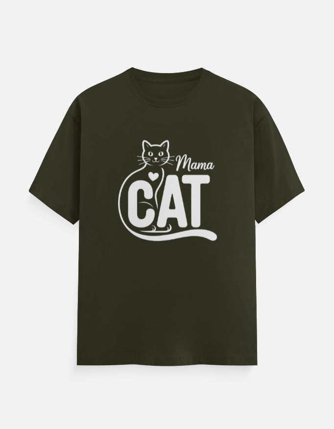 Cat Graphic - Unisex Classic Crew T-Shirt in olive green - front view #color_olive-green