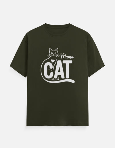 Cat Graphic - Unisex Classic Crew T-Shirt in olive green - front view #color_olive-green