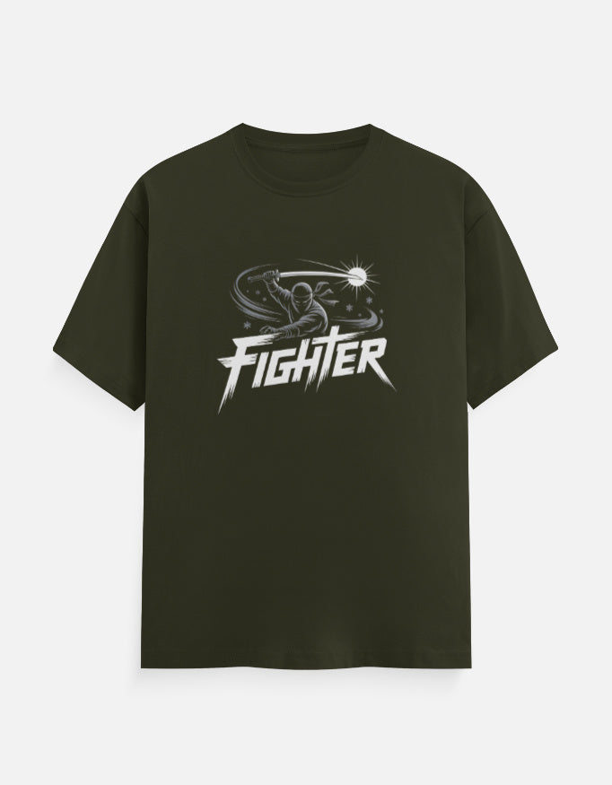 Ninja Fighter And Sword Graphic - Unisex Classic Crew T-Shirt in olive green - front view #color_olive-green