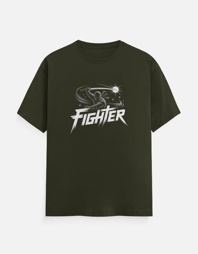 Ninja Fighter And Sword Graphic - Unisex Classic Crew T-Shirt in olive green - front view #color_olive-green