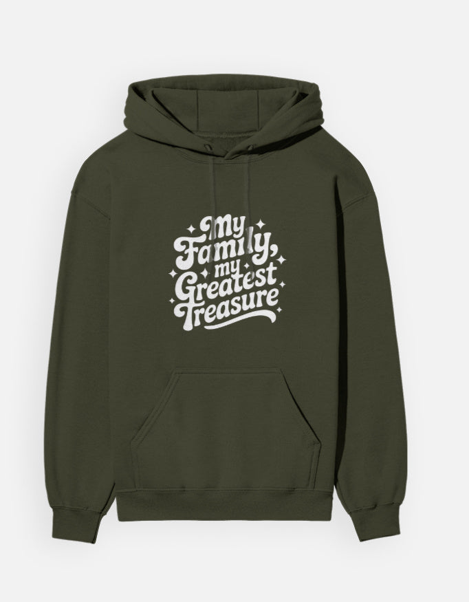 Family Minimal Text Design - Unisex Hoodie in olive green - front view #color_olive-green