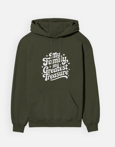 Family Minimal Text Design - Unisex Hoodie in olive green - front view #color_olive-green
