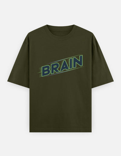 Brain - Unisex Oversized Classic T-Shirt in olive green - front view #color_olive-green