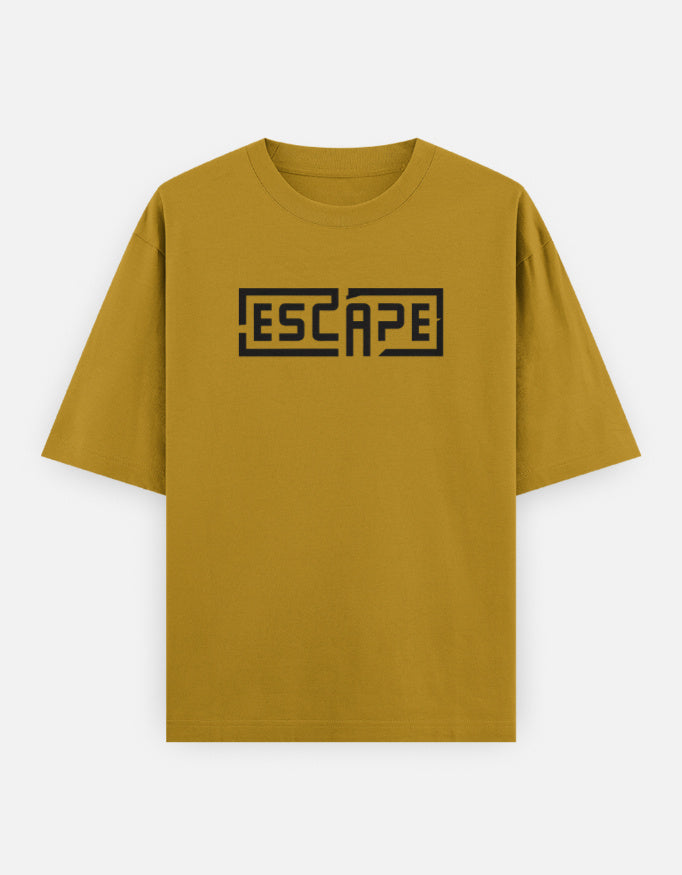 Escape Text Graphic - Unisex Oversized Classic T-Shirt in Mustard Yellow - front view #color_mustard-yellow