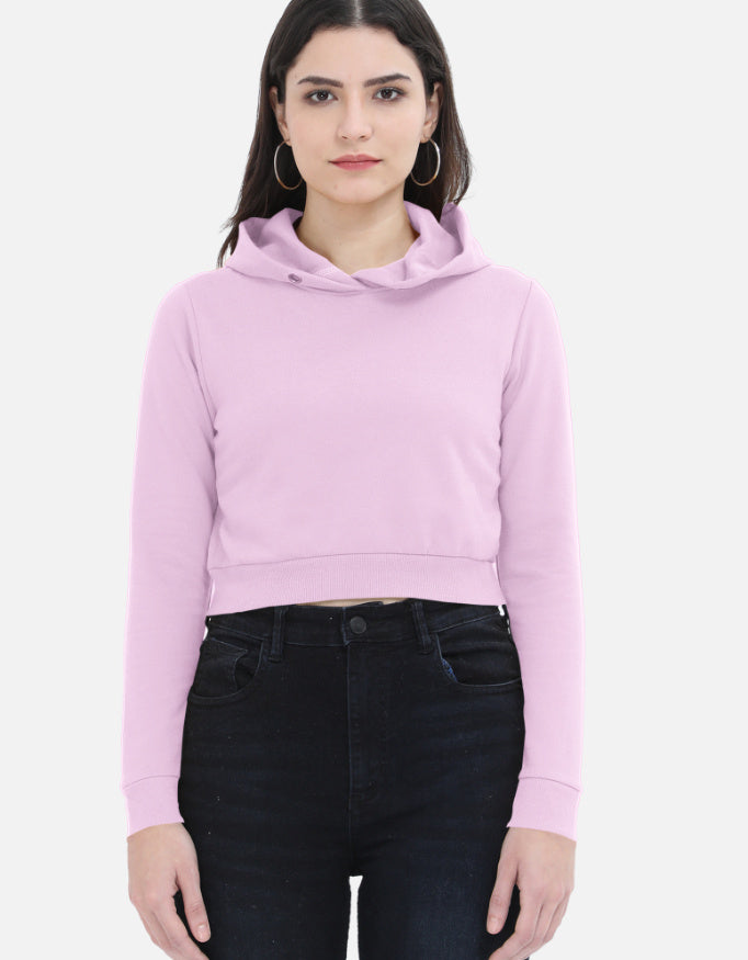 Plain - Female Cropped Hoodie in light baby pink - front view #color_light-baby-pink