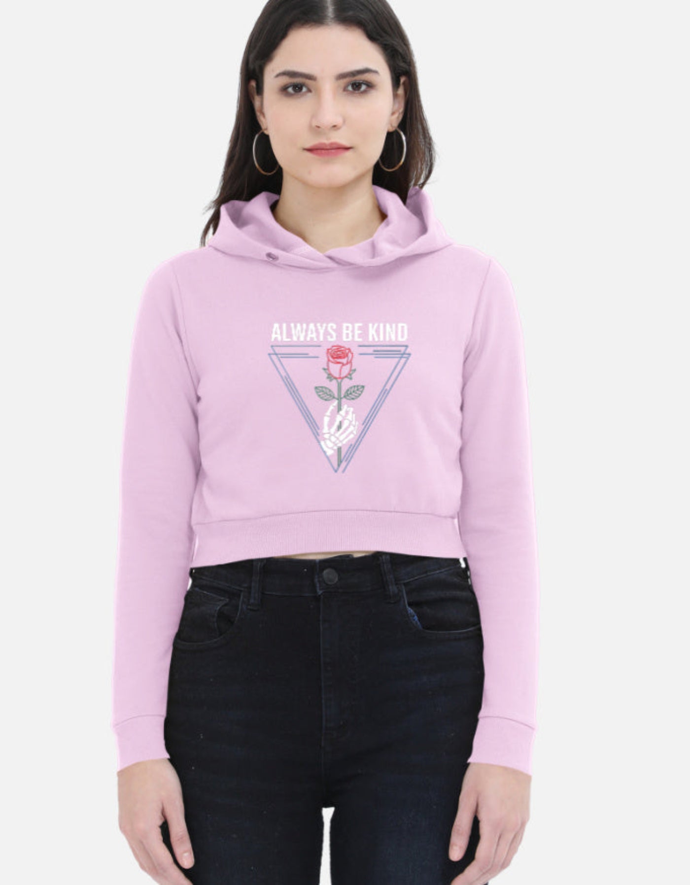 Flower - Female Cropped Hoodie in light baby pink - front view #color_light-baby-pink
