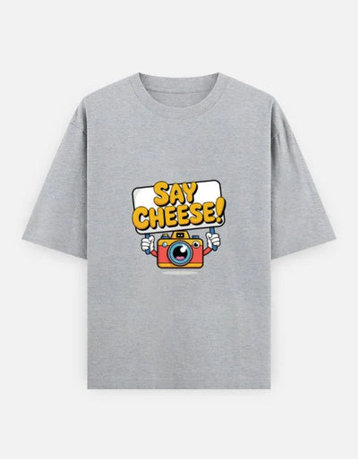 camera graphic - Unisex Oversized Classic T-Shirt in grey melange - front view #color_grey-melange