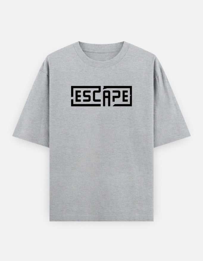 Escape Text Graphic - Unisex Oversized Classic T-Shirt in Grey Melange - front view #color_grey-melange