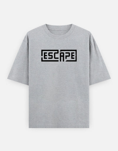 Escape Text Graphic - Unisex Oversized Classic T-Shirt in Grey Melange - front view #color_grey-melange