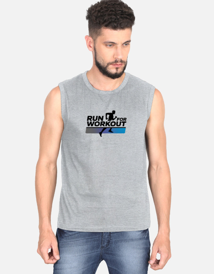 Run For Workout GYM Design - Men's Sleeveless T-Shirt in grey melange - front view #color_grey-melange