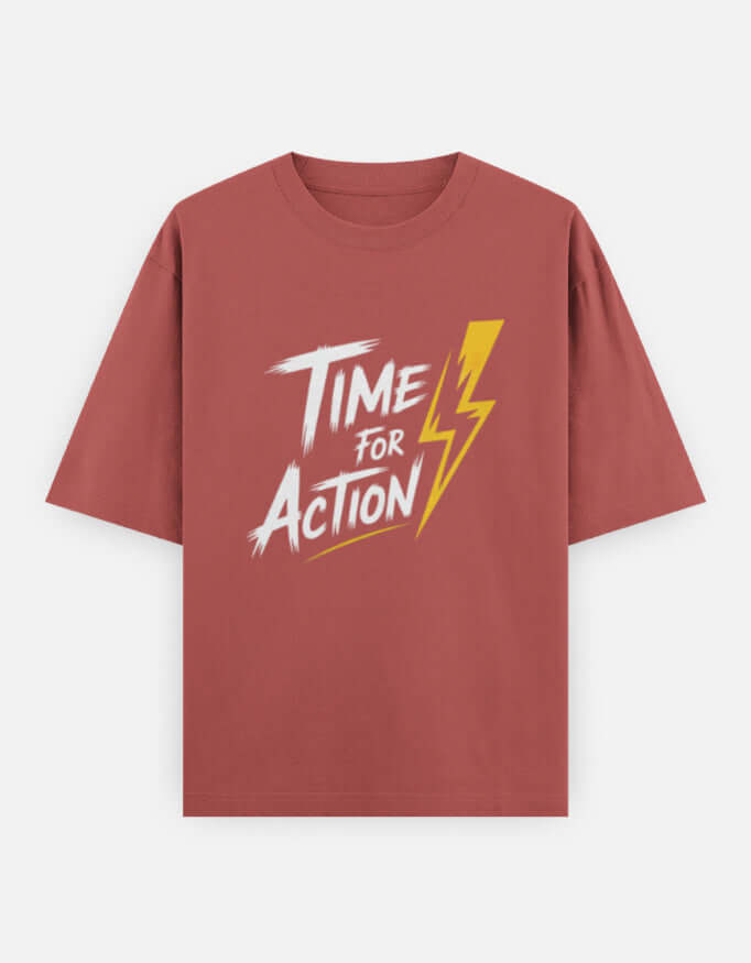 Time For Action Graphic - Unisex Oversized Classic T-Shirt in coral - front view #color_coral