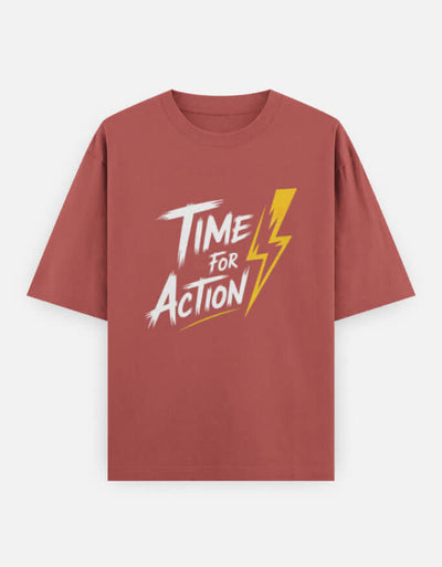 Time For Action Graphic - Unisex Oversized Classic T-Shirt in coral - front view #color_coral