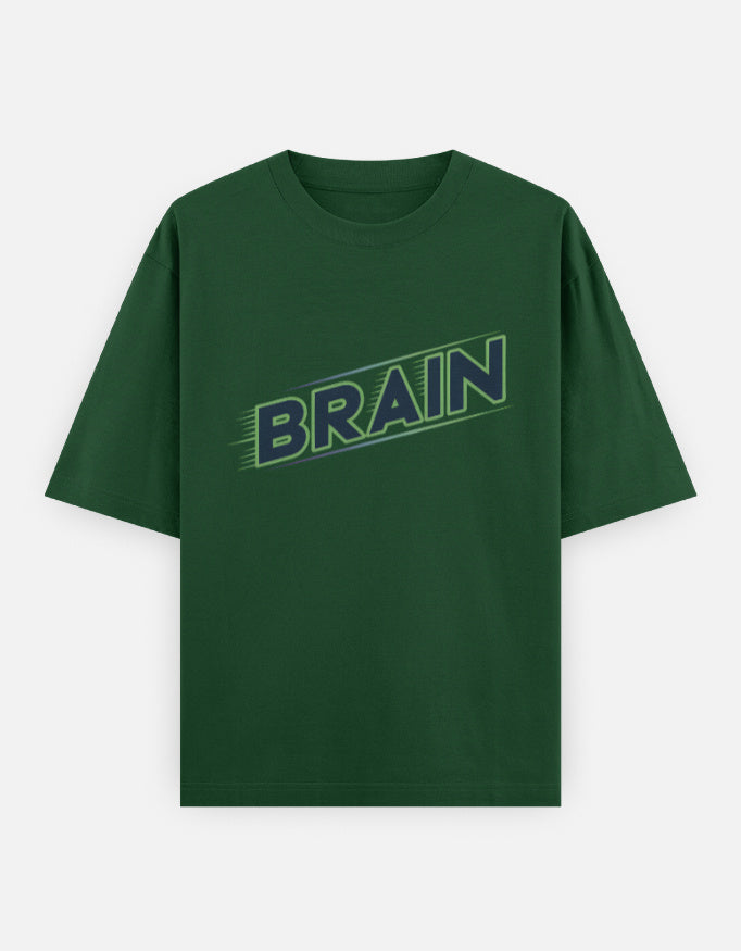 Brain - Unisex Oversized Classic T-Shirt in bottle green - front view #color_bottle-green