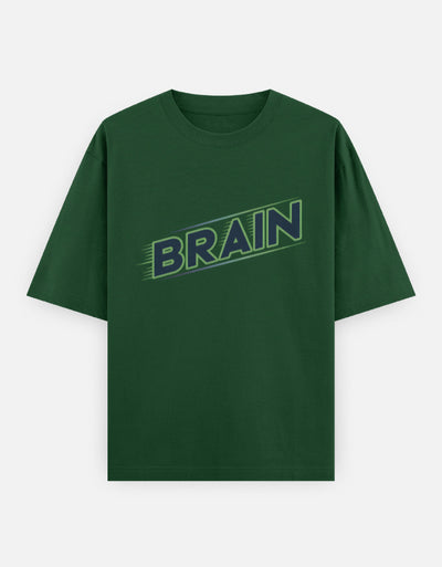 Brain - Unisex Oversized Classic T-Shirt in bottle green - front view #color_bottle-green