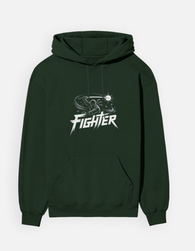 Ninja Fighter Design - Unisex Hoodie in bottle green - front view #color_bottle-green