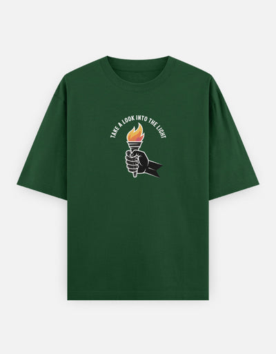 Dragon Fire Graphic - Unisex Oversized Classic T-Shirt in bottle green - front view #color_bottle-green