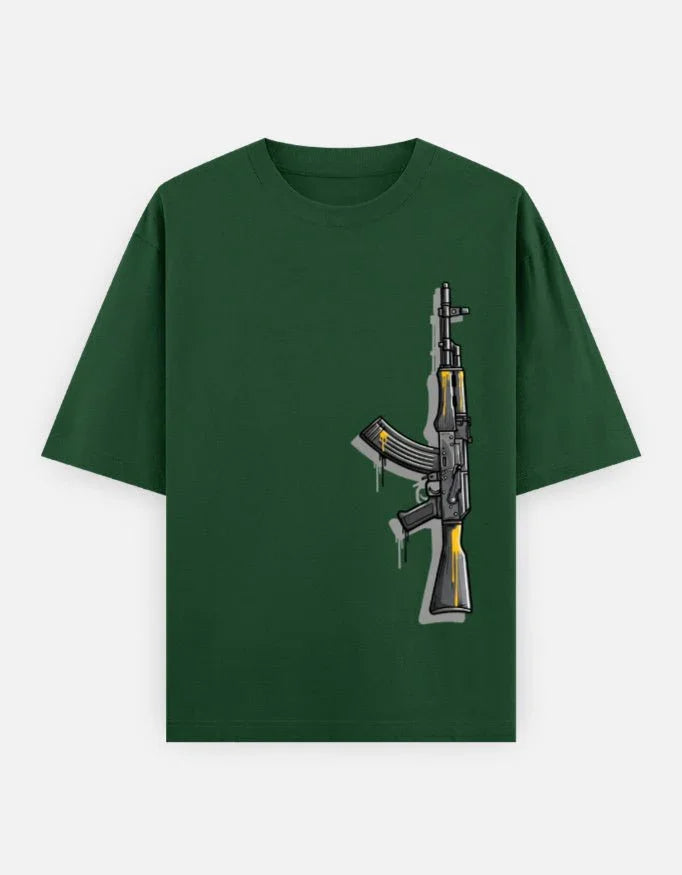 AK47 Gun - Unisex Oversized Classic T-Shirt in bottle green - front view #color_bottle-green