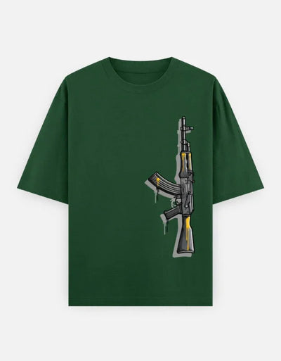 AK47 Gun - Unisex Oversized Classic T-Shirt in bottle green - front view #color_bottle-green