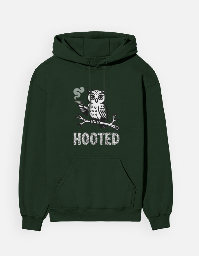 Owls Hooted Graphic - Unisex Hoodie in bottle green - front view #color_bottle-green