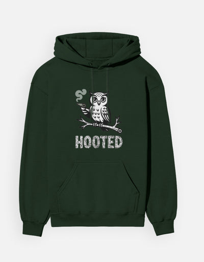 Owls Hooted Graphic - Unisex Hoodie in bottle green - front view #color_bottle-green