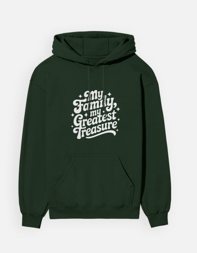 Family Minimal Text Design - Unisex Hoodie in bottle green - front view #color_bottle-green