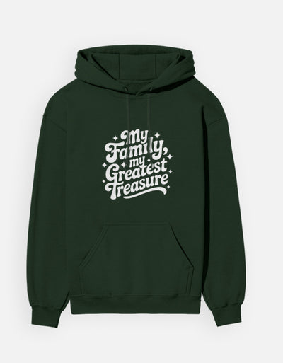 Family Minimal Text Design - Unisex Hoodie in bottle green - front view #color_bottle-green