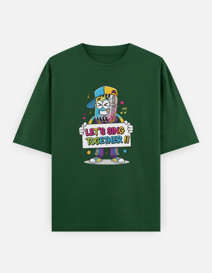 Disco Dance Graphic - Unisex Oversized Classic T-Shirt in bottle green - front view #color_bottle-green