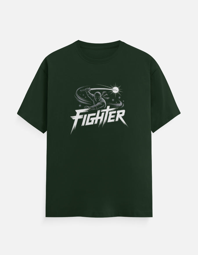 Ninja Fighter And Sword Graphic - Unisex Classic Crew T-Shirt in bottle green - front view #color_bottle-green