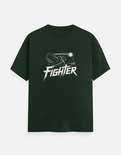 Ninja Fighter And Sword Graphic - Unisex Classic Crew T-Shirt in bottle green - front view #color_bottle-green