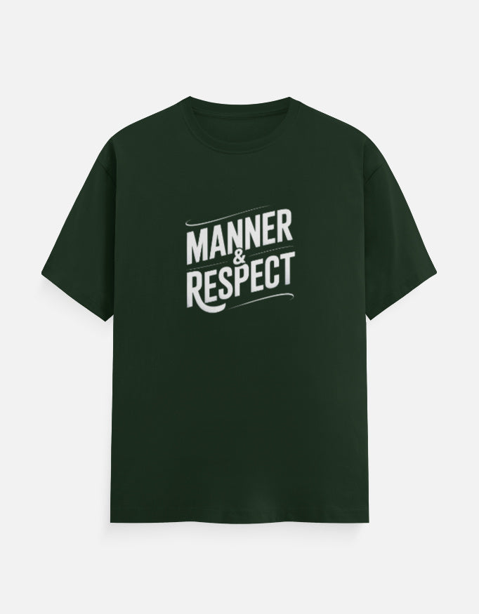 Manner And Respect Graphic - Unisex Classic Crew T-Shirt in bottle green - front view #color_bottle-green