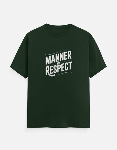 Manner And Respect Graphic - Unisex Classic Crew T-Shirt in bottle green - front view #color_bottle-green